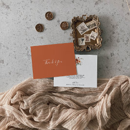 Boho Botanical Autumn Blommigt Flat Bröllop Tack Kort