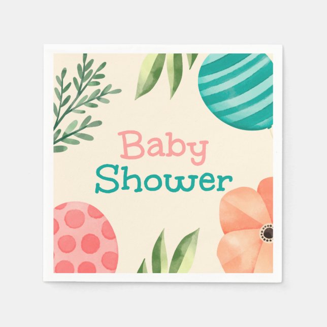 Boho Botanical Baby Shower Pappersservett (Framsidan)