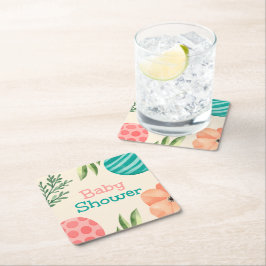 Boho Botanical Baby Shower Underlägg Papper Kvadrat