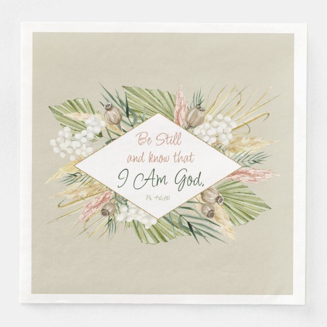 Boho Botanical 'Be still & Know' Bible Verse Pappersservett (Framsida)