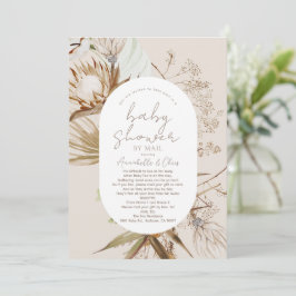 Boho Botanical Beige Baby Shower by Mail Inbjudningar