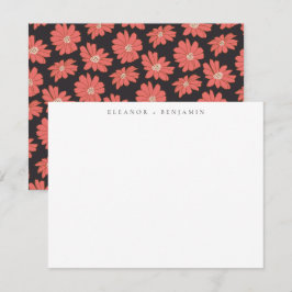 Boho Botanical Black Red Personlig Stationery Anteckningskort