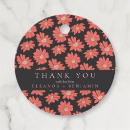 Boho Botanical Black Red Personligt bröllp Tack Gåvor Etiketter