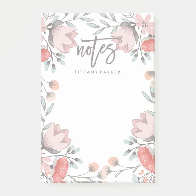 Boho Botanical Blommigt Notes Post-it Block (Framsida)