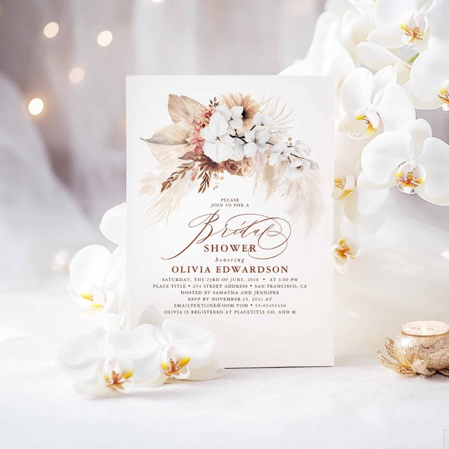 Boho Botanical Blommigt Terracotta Möhippa Inbjudningar (Boho Terracotta Bridal Shower Invitations)