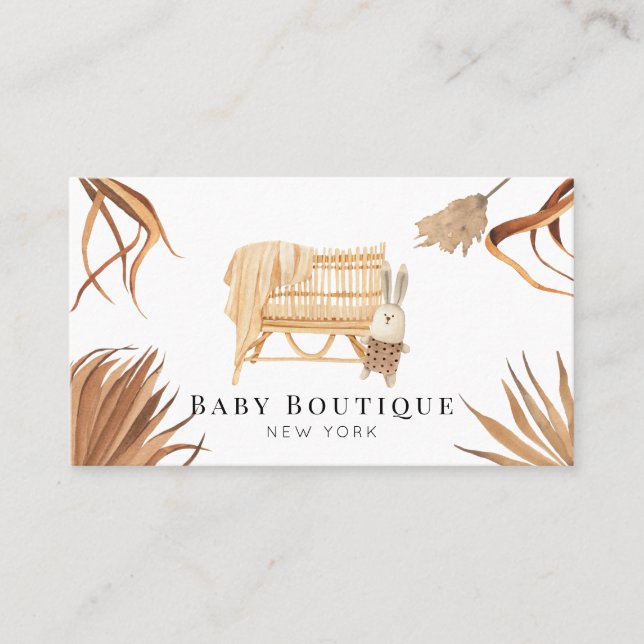 Boho Botanical Crib Baby Boutique Social Media Bu Visitkort (Framsida)