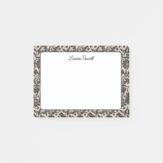 Boho Botanical Custom Name Stationery Post-it Block (Framsida)