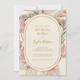 Boho Botanical Dusty Ro Brunch och BubLY Shower Inbjudningar