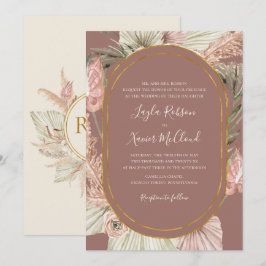 Boho Botanical | Dusty Ro Traditional Bröllop Inbjudningar