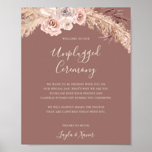 Boho Botanical Dusty Ro Unplugged Ceremony Poster