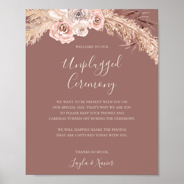 Boho Botanical | Dusty Ro Unplugged Ceremony Poster (Framsidan)