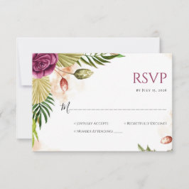 Boho Botanical Elegance Wedding RSVP Card OSA Kort