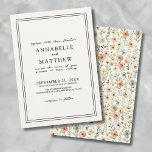 Boho Botanical Elegant Wildblomma Bröllop Inbjudningar<br><div class="desc">Boho Botanical Elegant Wildblombröllopsinbjudan, den bohemininspirerade bröllopsinbjudan fångar på ett klokt sätt en omsorgsfull och vismisk vibe samtidigt som man bibehåller en mjuk, elegant estetisk. Framsidan har förfinad svart text på en benvit bakgrund, framtagen av ett enkelt dubbla-line gräns för en liten bit sofistikering. Med en förfinad blandning av handskriven...</div>