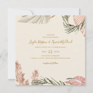 Boho Botanical Enkel Oliv grönt kvadrat Bröllop Inbjudningar
