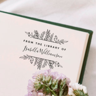 Boho Botanical från Bibliotek i bokplåt Självfärgande Stämpel
