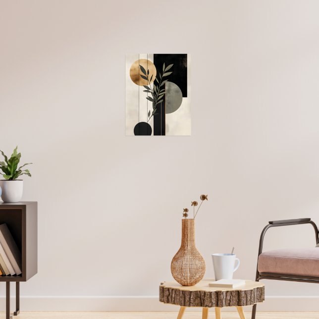 Boho Botanical Geometric Illustration Poster (Vardagsrum 3)