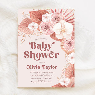 Boho Botanical Girl Baby Shower Inbjudningar