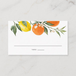 Boho Botanical Lemons and Oranges Sommar Bröllop Placeringskort