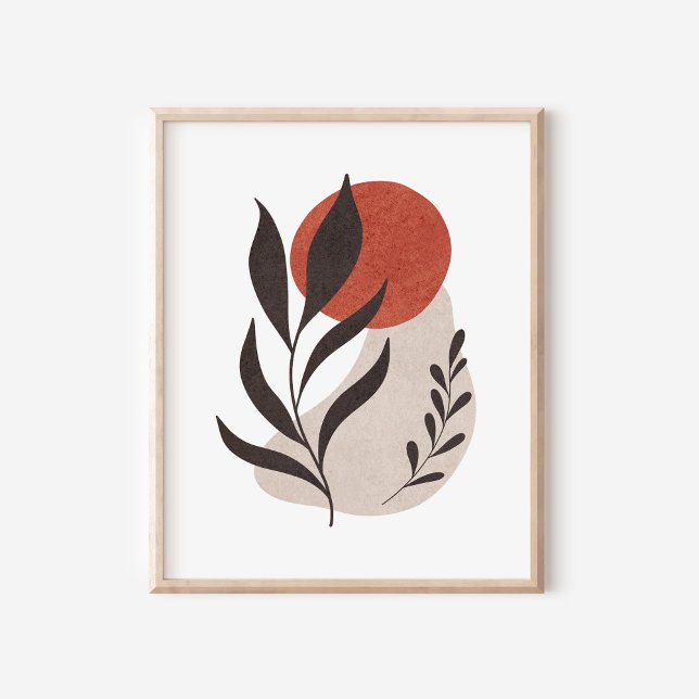 Boho Botanical Lövs with Abstrakt Shapes Art Poster (Skapare uppladdad)