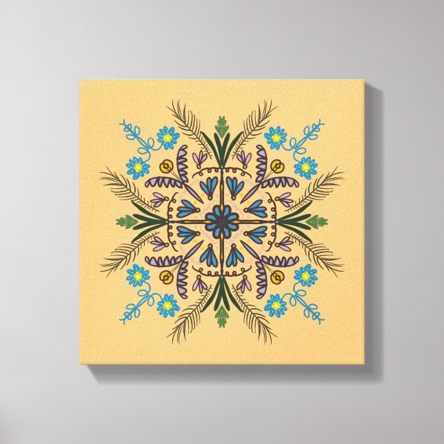Boho Botanical Mandala Tropical Greenery Orange Canvastryck (Framsida)