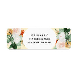 Boho Botanical Pastel Gult Blommigt Returadress Etikett