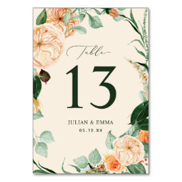 Boho Botanical Pastel Peach Greenery Blommigt Anpa Bordsnummer