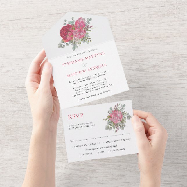 Boho Botanical Protea Eucalyptus Bröllop (Avrivbar del)
