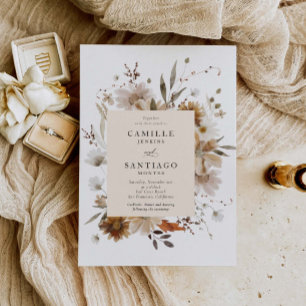 Boho Botanical Rustic Bröllop fotoinbjudan Inbjudningar