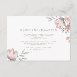 Boho Botanical Rustic Guest Details Coral and Gråt Tilläggskort