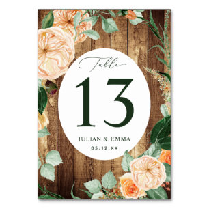 Boho Botanical Rustic Woodgrain Greenery Anpassnin Bordsnummer