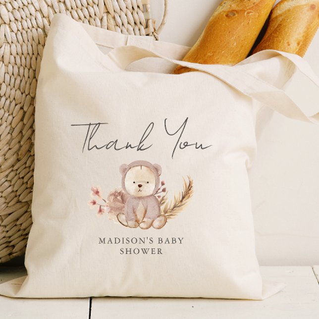 Boho Botanical Sweet Bear Baby Shower Tygkasse (Skapare uppladdad)
