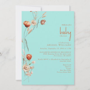 Boho Botanical Turcos Baby Shower Center Inbjudningar