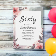 Boho Botanical Watercolor Blommigt 60 Birthday
