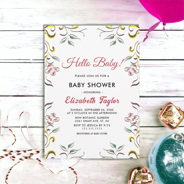 Boho Botanical Watercolor Blommigt Baby Shower Inbjudningar (Skapare uppladdad)