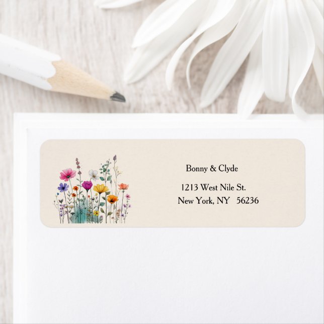 Boho Botanical Watercolor Floral Returadress Etikett (Insitu)