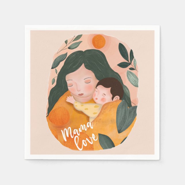 Boho Botanical Watercolor Motherhood Pappersservett (Framsidan)