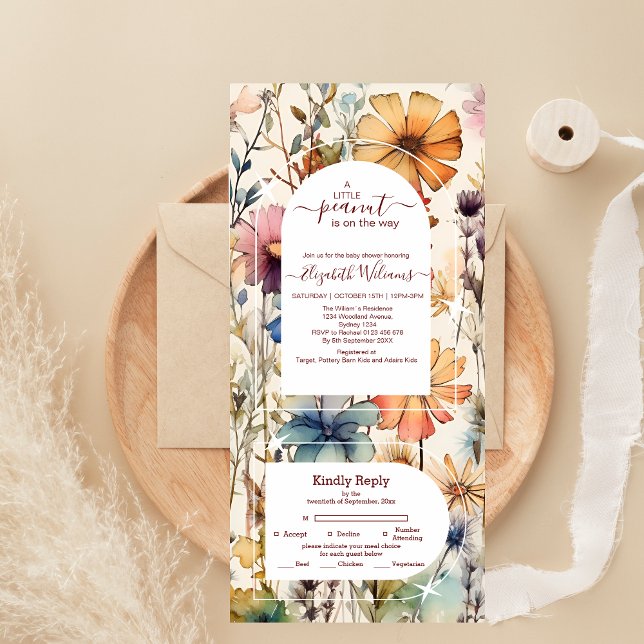 Boho Botanical Watercolor Wildblomme Baby Shower (Skapare uppladdad)