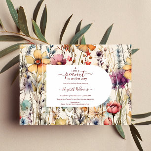 Boho Botanical Watercolor Wildblomme Baby Shower Inbjudningar