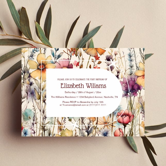 Boho Botanical Watercolor Wildblomme Baby Shower Inbjudningar (Skapare uppladdad)