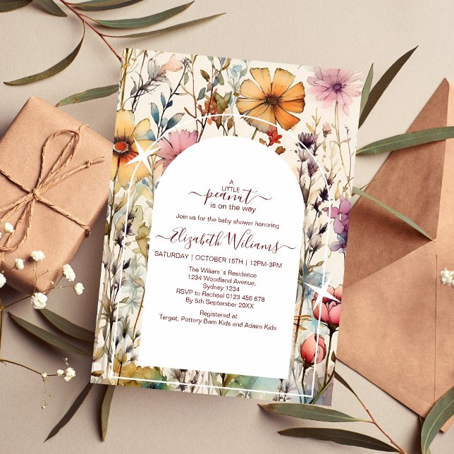 Boho Botanical Watercolor Wildblomme Baby Shower Inbjudningar (Skapare uppladdad)