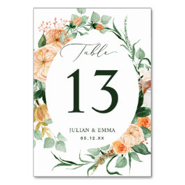 Boho Botanical White Greenery Blommigt Personlig Bordsnummer