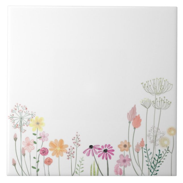 Boho Botanical WildblomCeramic Tile Kakelplatta (Framsidan)