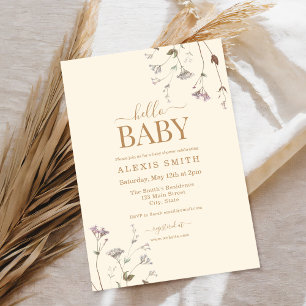 Boho Botanical Wildblomme Blommigt Baby Shower Inbjudningar