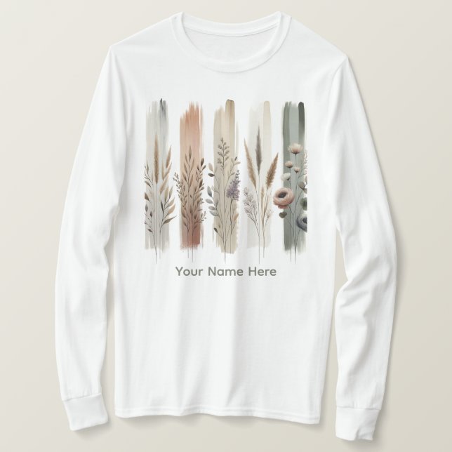 Boho Botanical Wildblommor T Shirt (Design framsida)