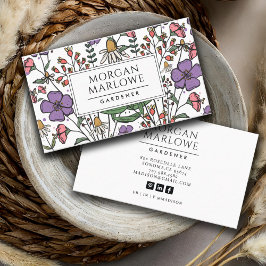 Boho Botanical Wildbloms Blommigt Gardener Visitkort