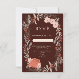 Boho botanicals Brown och Cream Bröllop OSA Card