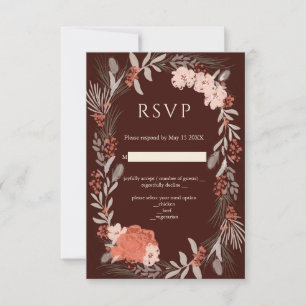 Boho botanicals Brown och Cream Bröllop OSA Card Kort