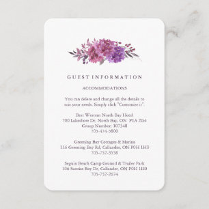 Boho Botanicals Guest Information Card Tilläggskort