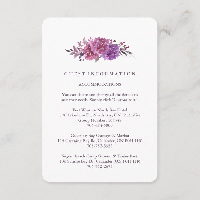 Boho Botanicals Guest Information Card Tilläggskort (Framsida)