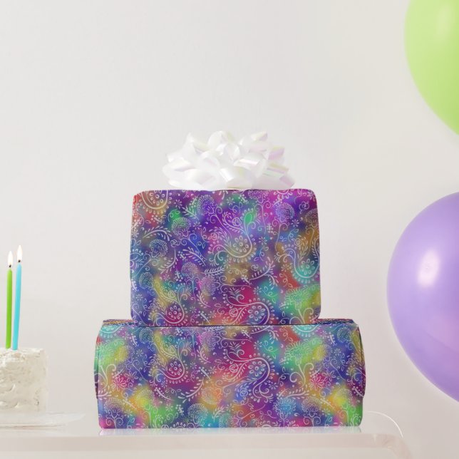 Boho Botanicals Lila Dimma Batik Stil Presentpapper (Festgåvor)